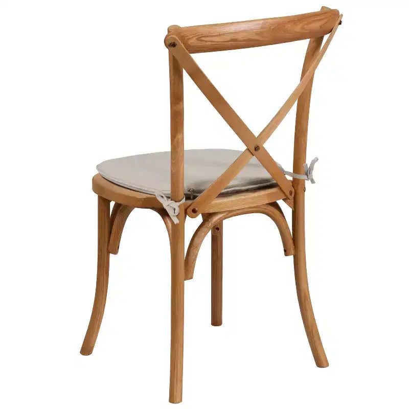 Chaise empilable en bois à dossier croisé Flash Furniture série HERCULES avec coussin