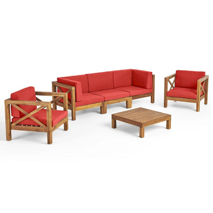 Set da conversazione Brava Outdoor a 6 pezzi in legno di acacia di Christopher Knight Home