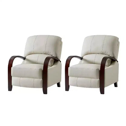 Lot de 2 fauteuils relax manuels en cuir véritable, inclinaison 159°