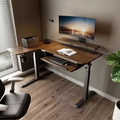 Scrivania angolare EUREKA ERGONOMIC 60x23 regolabile in altezza con set di accessori