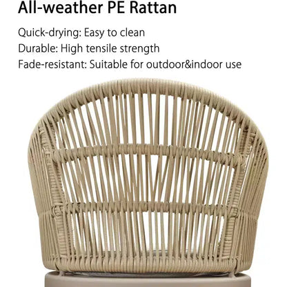 Set da pranzo da patio PURPLE LEAF con tavolo da pranzo da esterno in alluminio e sedie in rattan intrecciato, set di mobili moderni per giardino, cortile, arredamento da interni, colore champagne