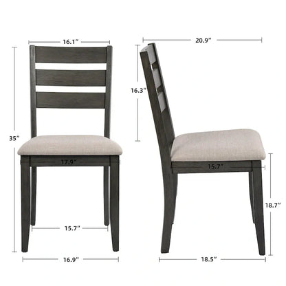 Sedie da pranzo in legno con schienale a doghe, set da 4
