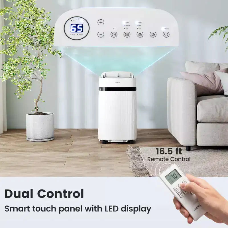 Costway Climatiseur portable 12000 BTU avec ventilateur et déshumidificateur, mode veille, minuterie 24h