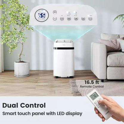 Costway Climatiseur portable 12000 BTU avec ventilateur et déshumidificateur, mode veille, minuterie 24h