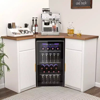 Mobile angolare da bar GDLF con spazio per il frigorifero, angolo bar per caffè per la casa