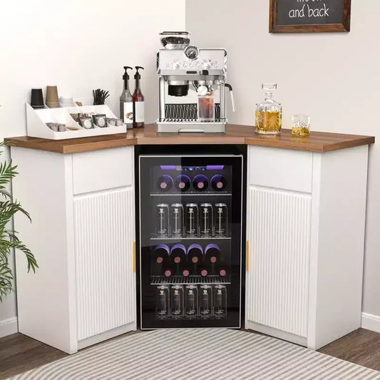 Mobile angolare da bar GDLF con spazio per il frigorifero, angolo bar per caffè per la casa