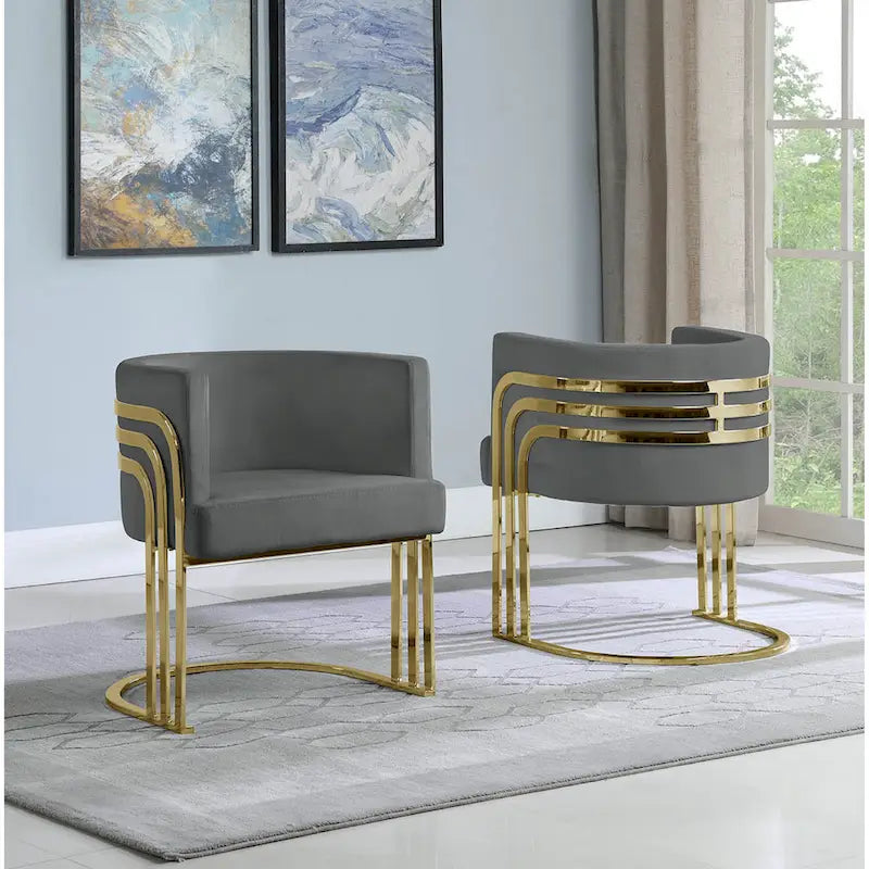 Fauteuil d'appoint barillet en velours bleu marine / noir / beige / gris foncé avec base dorée pour 1 personne