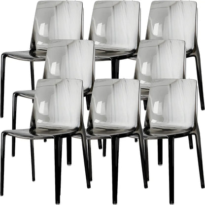 Chaise de salle à manger sans accoudoirs à dossier bas en acrylique ambre