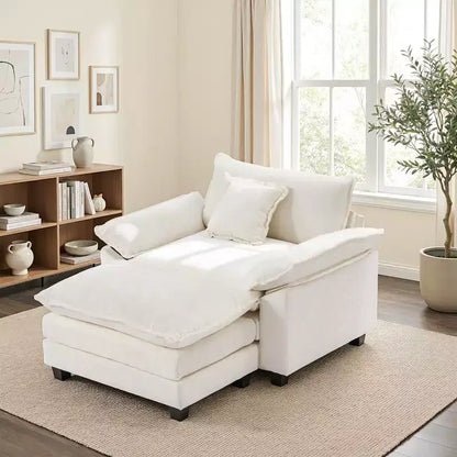 Poltrona a sacco oversize in ciniglia EHMKNP con pouf