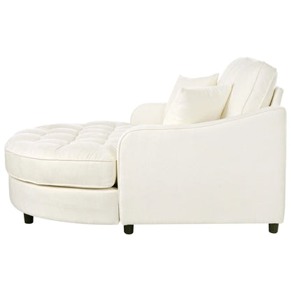 Divano Letto Chaise Longue in ciniglia, Divano Imbottito con Schienale Trapuntato e 2 Cuscini Rimovibili per Soggiorno