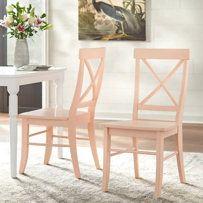 Set di 2 sedie da pranzo in legno di gomma, design a X-Back, capacità 113 kg, finitura opaca