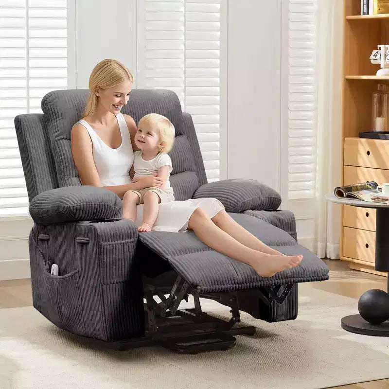 Fauteuil inclinable électrique releveur, fauteuils inclinables électriques pour personnes âgées avec fonction chauffante et massante, aide à la levée, porte-gobelets, poche latérale, pour salon