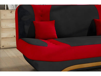 Divano letto a 3 posti con spazio contenitore - bicolore antracite / rosso - in tessuto di qualità EWIN
