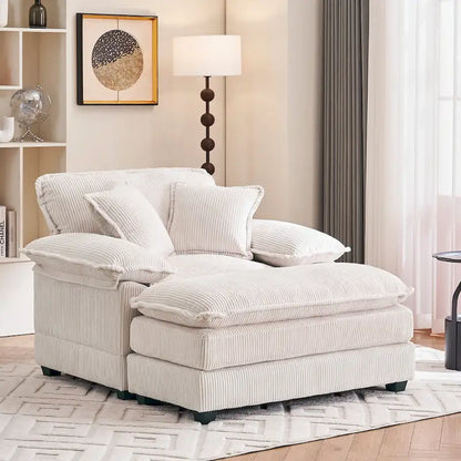 56.9 W Poltrona Oversize con Pouf, Poltrona da Lettura per Camera da Letto, Divano Letto Pigro, Poltrona Reclinabile Singola Moderna Oversize