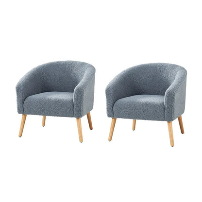 Fauteuil Sheila Modern 30 W Boucle avec pieds en bois massif, lot de 2, par HULALA HOME
