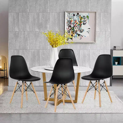 Costway Set di 4 Sedie da Pranzo Moderne Senza Braccioli per Casa e Ufficio con Gambe in Legno Bianco/Nero/Blu