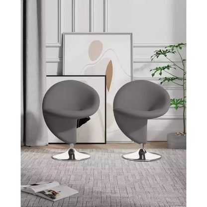 Ensemble de 2 fauteuils pivotants d'appoint Curl en mélange de laine - Manhattan Comfort