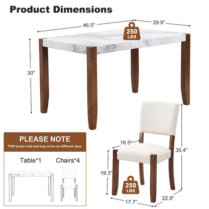 Set da pranzo moderno 5 pezzi con tavolo rettangolare e sedie