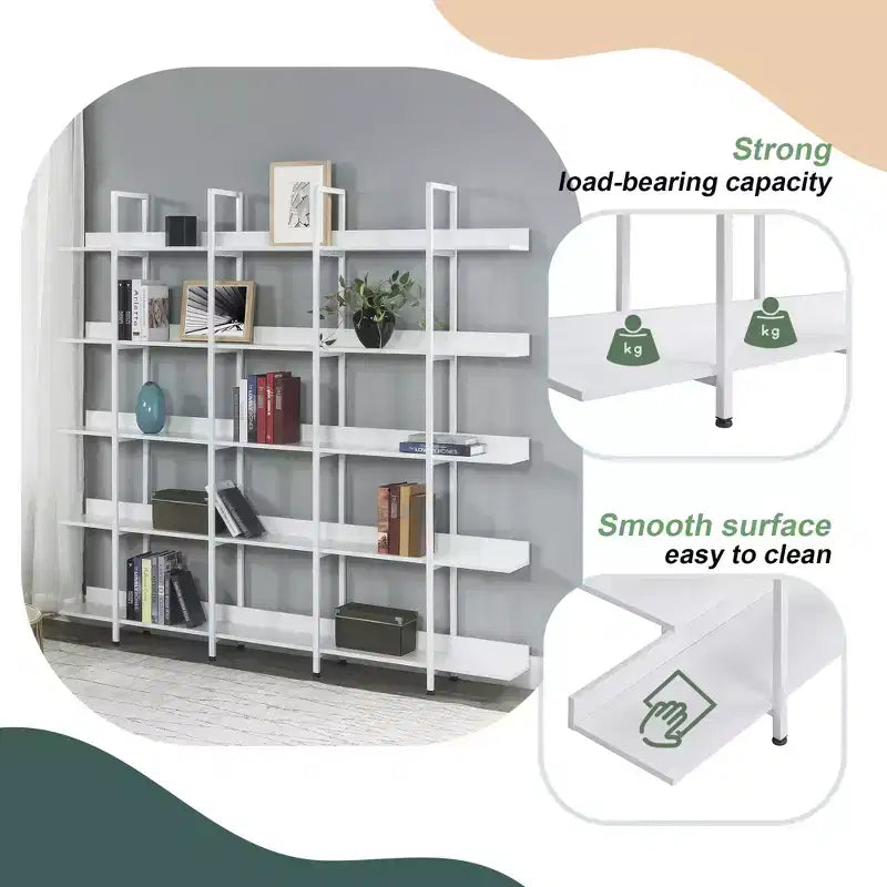 Étagère de style industriel vintage Whisen avec cadre en métal et panneau MDF, bibliothèque ouverte pour le bureau à domicile