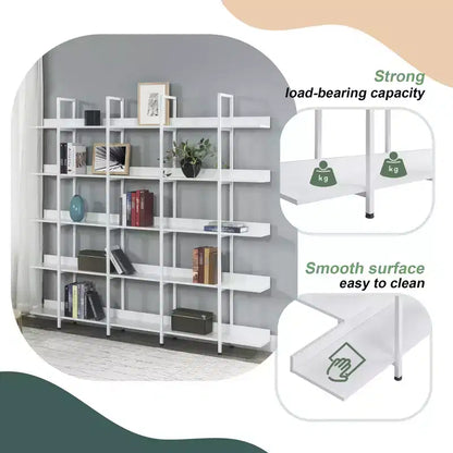 Étagère de style industriel vintage Whisen avec cadre en métal et panneau MDF, bibliothèque ouverte pour le bureau à domicile