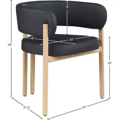Meridian Furniture, Sedia da pranzo Gideon in pelle vegana nera, Set da 2