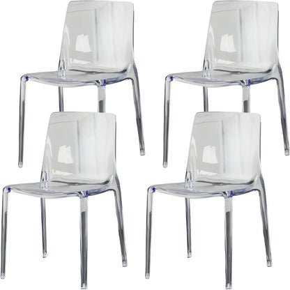 Chaise de salle à manger sans accoudoirs à dossier bas en acrylique ambre