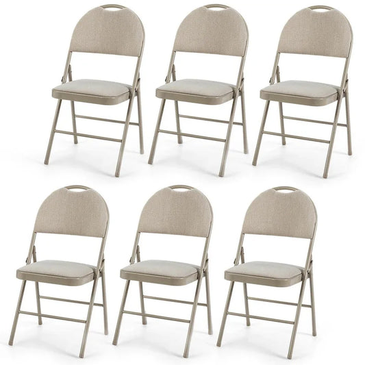 Sedie pieghevoli, confezione da 6, portatili, imbottite per ufficio, cucina, sala da pranzo - Beige - 18,5 x 20 x 35 (L x P x A)
