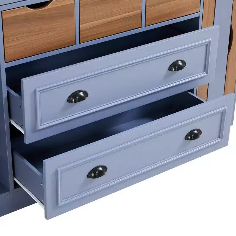 Garde-manger de cuisine autoportant Whisen de 180 cm de haut, grand buffet de salle à manger avec 4 portes pliantes, étagères, porte-bouteilles