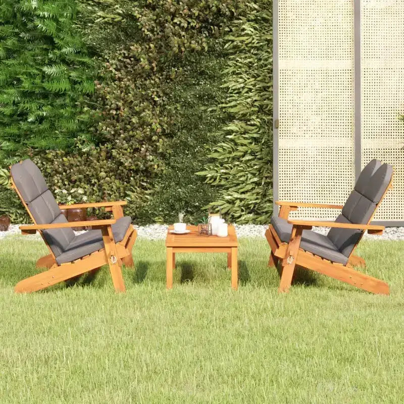 vidaXL Salon de jardin marron bois d'acacia massif Standard Pliable