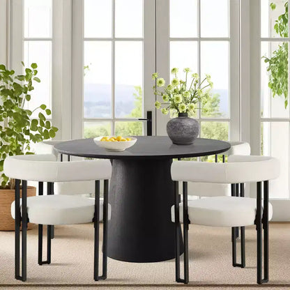 Set tavolo da pranzo allungabile da 120-210 cm per 4 persone, tavolo nero e 4 sedie da pranzo imbottite in velluto con gambe in metallo, stile moderno