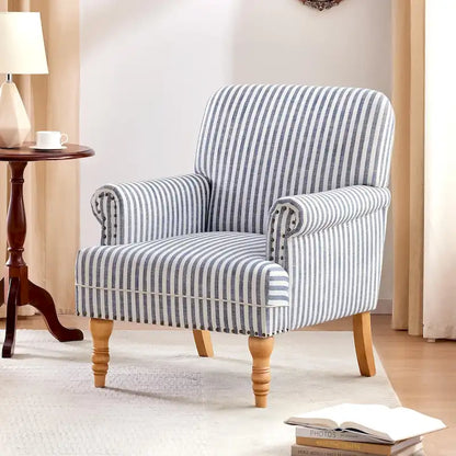 Fauteuil d'appoint rembourré en lin avec pieds pour salon