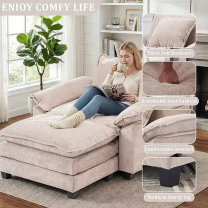 Poltrona a sacco oversize in ciniglia EHMKNP con pouf