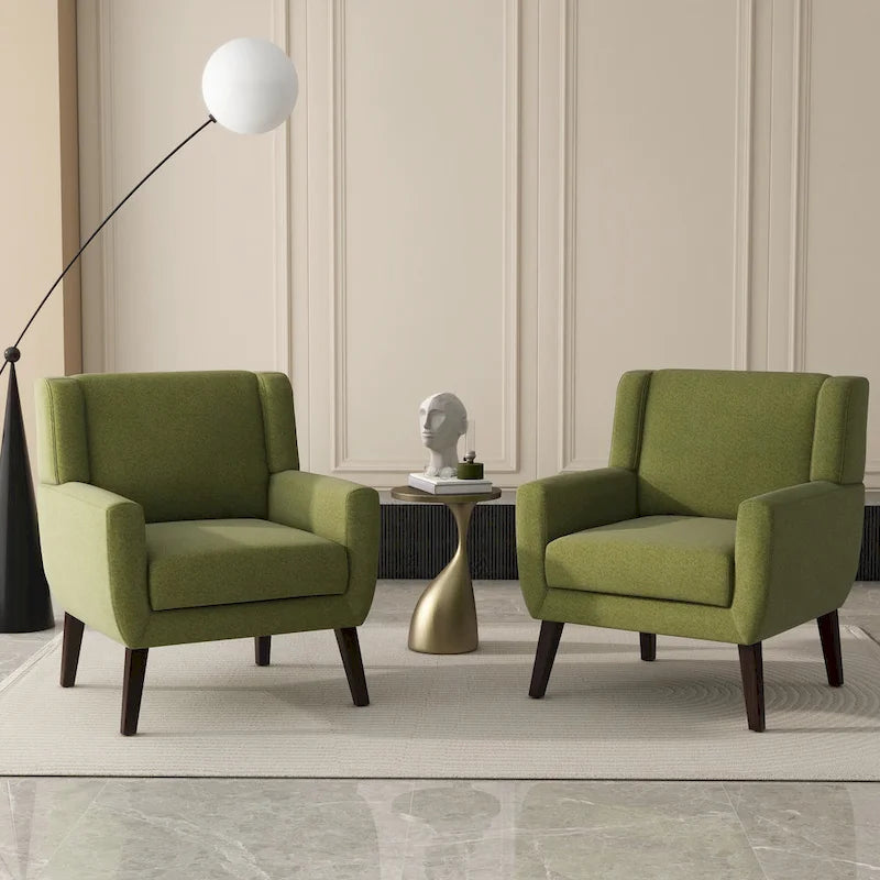 Fauteuil d'appoint en lin, à oreilles, lot de 2