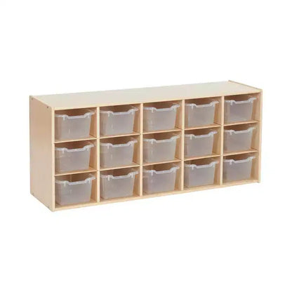 Meuble de rangement 15 bacs ECR4Kids Streamline avec 15 bacs à façade incurvée, 3x5, mobilier pour enfants