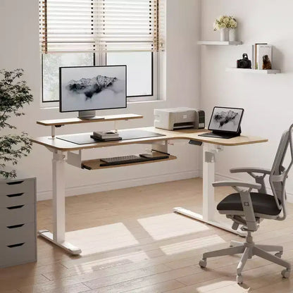 Scrivania angolare EUREKA ERGONOMIC 60x23 regolabile in altezza con set di accessori