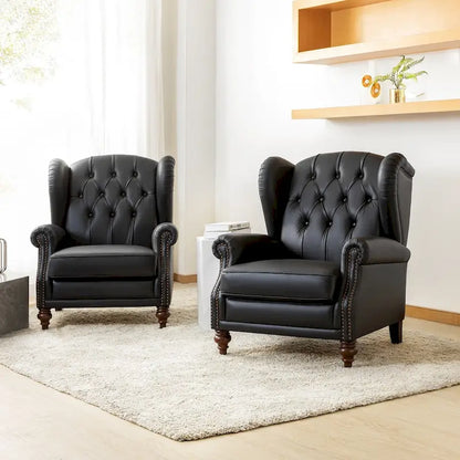 Fauteuil Alex Classic Wingback en cuir avec clous décoratifs (lot de 2) par HULALA HOME