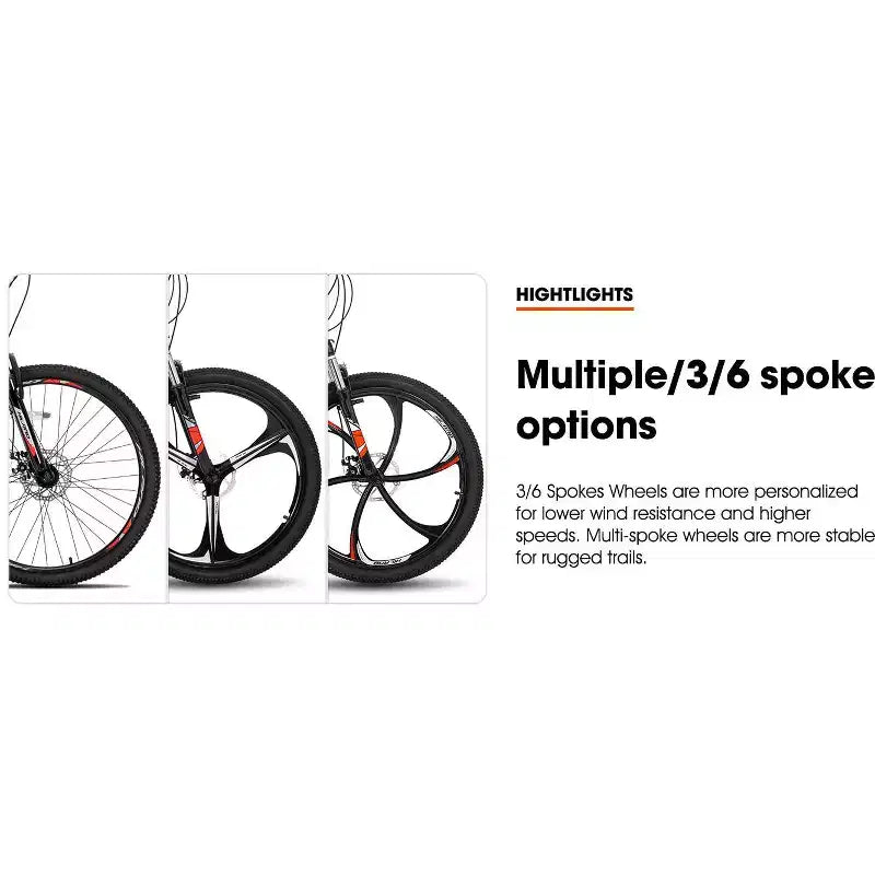 HILAND 26 Mountain Bike per Uomo Donna, Ruota a 3/6/Multi-Raggi, 18 Velocità