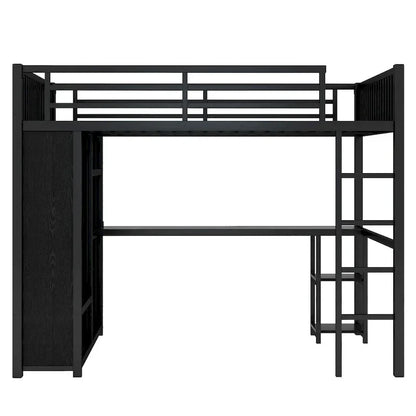 Lit mezzanine taille XL avec armoire intégrée