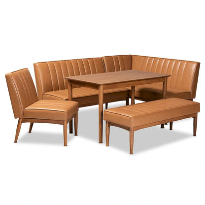 Set di 5 mobili per angolo pranzo Daymond Mid-Century con imbottitura e noce