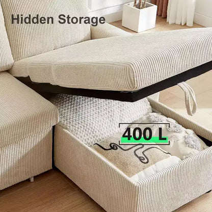 Divano letto estraibile a quattro posti Dyonery da 105 pollici con contenitore, tasche laterali, schienale regolabile, convertibile