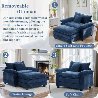 Poltrona a sacco oversize in ciniglia EHMKNP con pouf