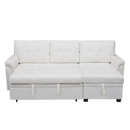 Divano componibile convertibile reversibile con letto estraibile, chaise longue con contenitore nascosto e gambe durevoli