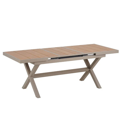 Ensemble de salle à manger d'extérieur extensible 7 pièces avec table extensible et 6 fauteuils