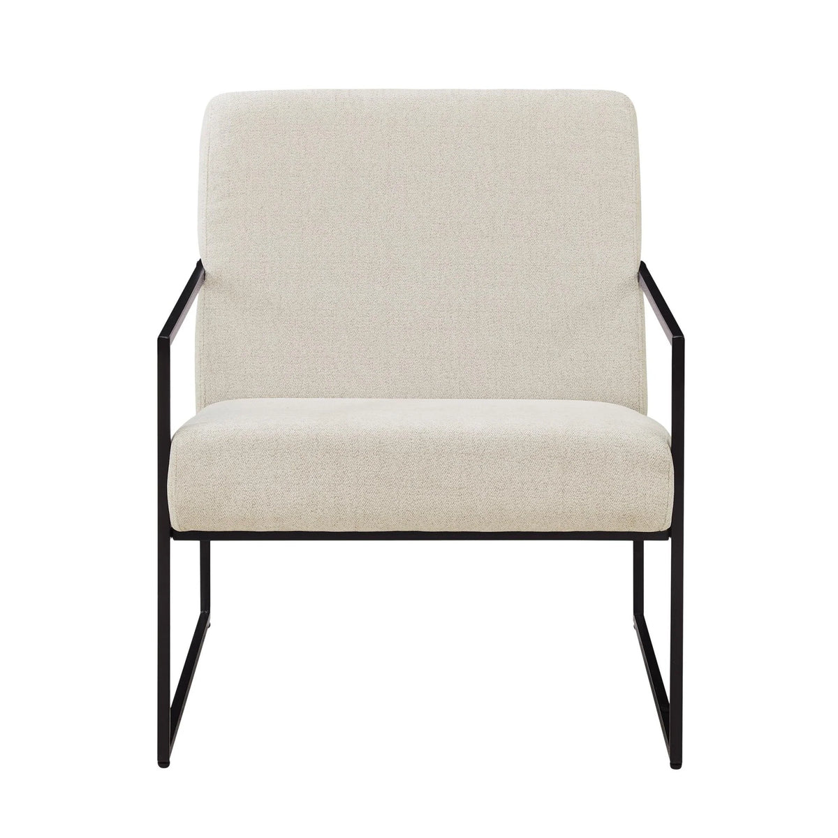 Poltrona moderna in tessuto beige chiaro con design salvaspazio per soggiorno