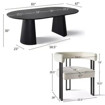 Set tavolo da pranzo allungabile da 120-210 cm per 4 persone, tavolo nero e 4 sedie da pranzo imbottite in velluto con gambe in metallo, stile moderno