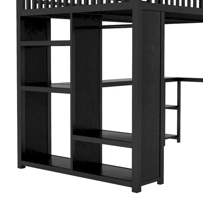 Lit mezzanine taille XL avec armoire intégrée