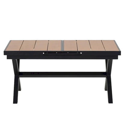 Ensemble de salle à manger d'extérieur extensible 7 pièces avec table extensible et 6 fauteuils