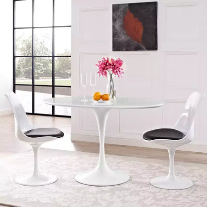 Tavolo da pranzo ovale con piano in legno 48 Lippa bianco - Modway: Elegante arredo cucina moderno, per 4 persone