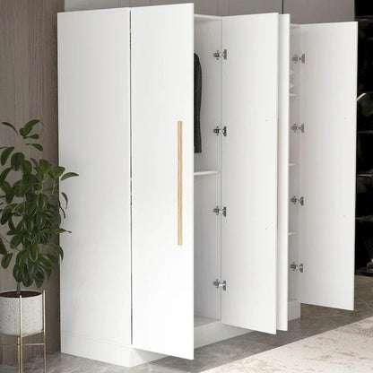 Armadio moderno freestanding in legno massiccio con ripiani