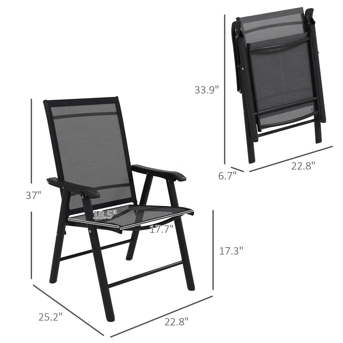 Set di 4 sedie pieghevoli Outsunny per patio, dal design semplice ed elegante, comode per terrazza, giardino, cortile e viaggio
